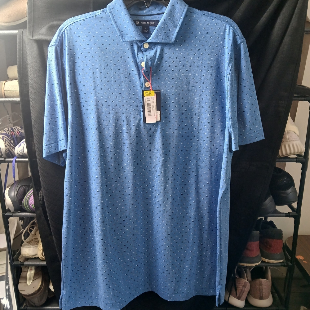 Daniel Cremieux Light Blue Men's Polo with Subtle Dot Texture